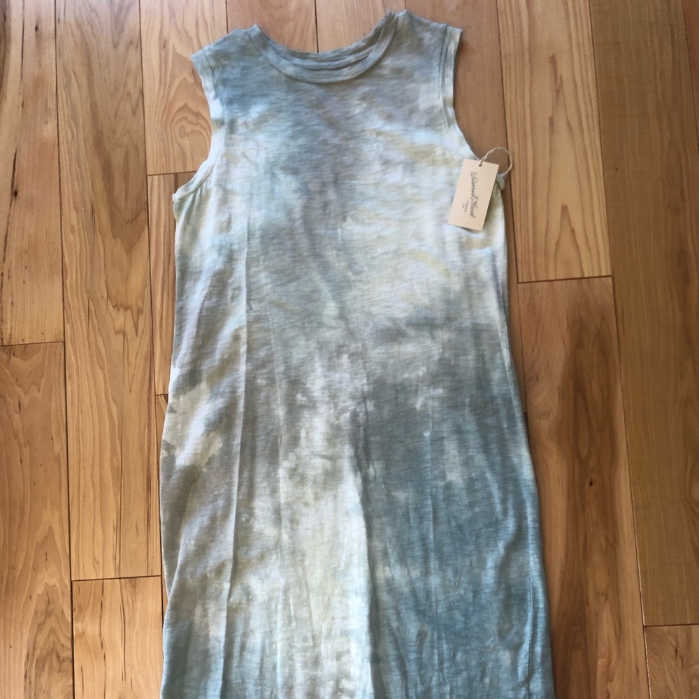 Green/gray tie dye midi dress